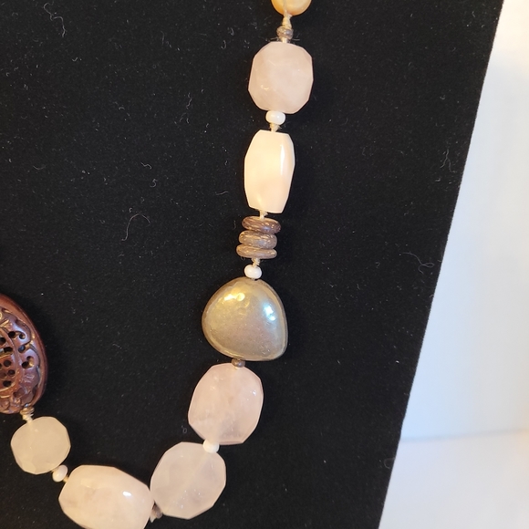 Silpada Rose Quartz Gemstone Chunky Necklace Silver Clasp 19" - Picture 5 of 10